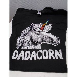 Dadacorn Unicorn T Shirt Black SS Adult L Large 100% Cotton NWOT Father's Day